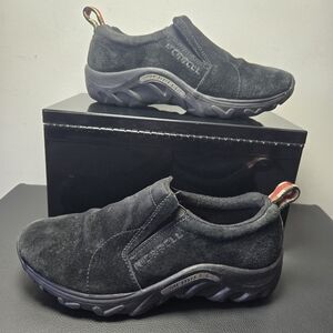 Merrell Jungle Moc Kids 5.5 Black Leather Suede Slip On